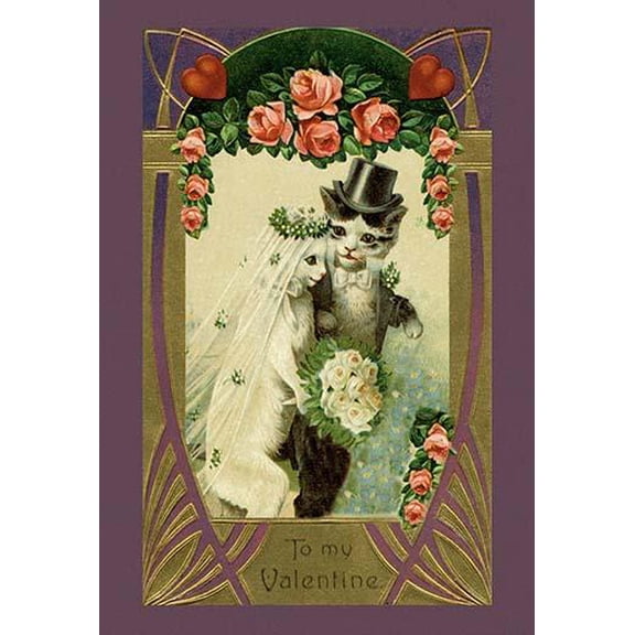 Kitty Bride And Groom-Fine Art Canvas Print (20" x 30")