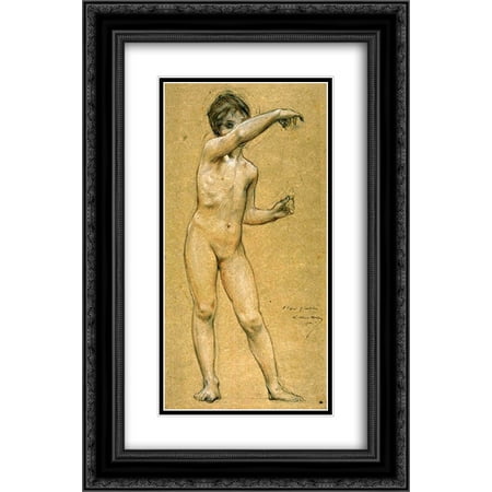 Luc Olivier Merson 2x Matted 16x24 Black Ornate Framed Art Print 'Young naked girl