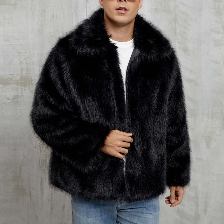 OGLCCG Mens Faux Fur Coat Winter Warm Shaggy Casual Oversized