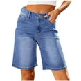 thumbnail image 2 of Pxkloy Womens Summer Shorts Denim Casual Fashion Summer 2025 Jean Shorts High Waist Tummy Control Shorts with Pockets and Zipper Dark Blue,S, 2 of 8