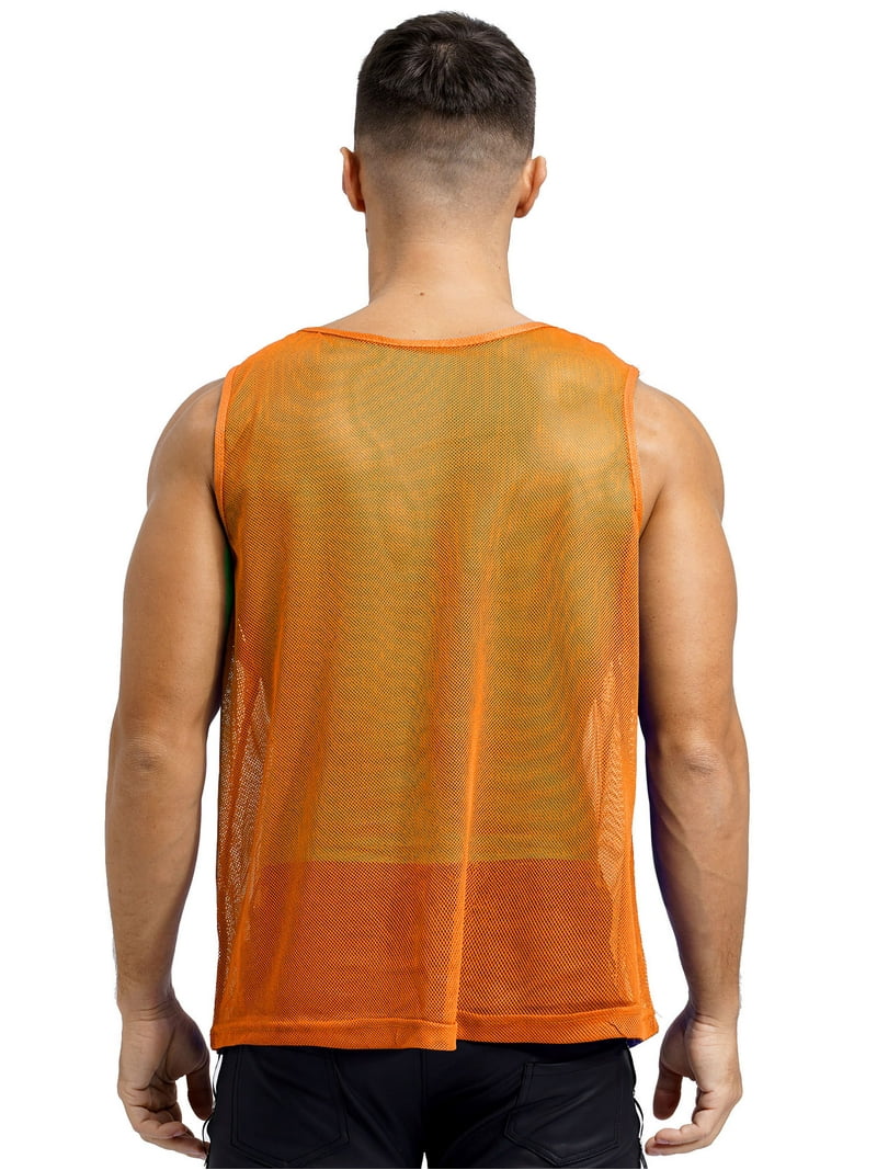 YONGHS Men's Mesh See Through Fishnet Muscle Tank Top Sleeveless