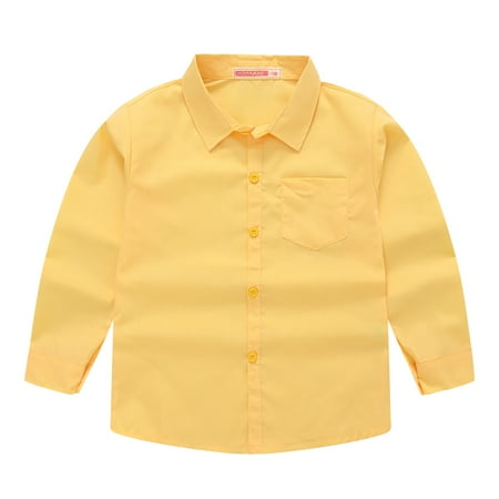 

RPVATI Baby Boy Girl Long Sleeve Shirt Children s Button down Shirts Solid Color Coat 5-14Y