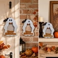 thumbnail image 4 of Kieccall Halloween Ghost Wooden Picture Frame Cute Spooky Shape, Ghost Shaped Photo Frame with Stand and Hanging Rope, Tabletop Ornament Wall Hanging Decor for Halloween Party Home, 4 of 6