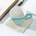 thumbnail image 5 of GZHJMY Square Drink Coasters 2 Pcs Floral Colorful Pattern on White Absorbent Ceramic Coffee Coasters for Drinks with Cork Base Housewarming Gift for Home Decor, 5 of 6