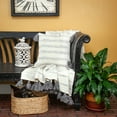thumbnail image 6 of Parkland Collection Seema Transitional Beige Printed Striped Tassel Pillow Cover, 6 of 10