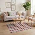 thumbnail image 3 of ODIKA 4'x6' Washable Area Rug Front Plaid Door Checkered Gingham Vintage Tone Repeat Throw for Dorm Room, Small Living Room, Stain Resistant Low Profile, Easy Care, 3 of 7