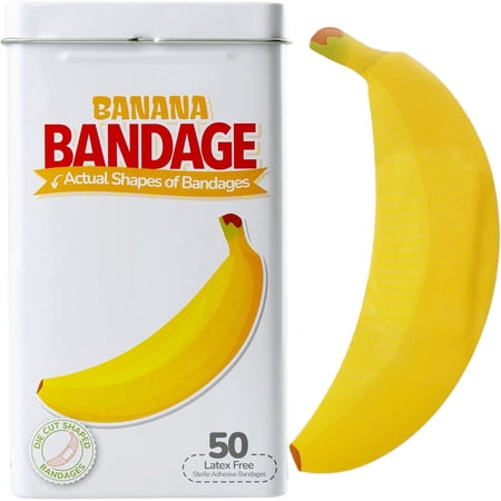 BioSwiss Bandages, Banana Shaped Self Adhesive Bandages, Latex Free Sterile Wound Care, 50 Count