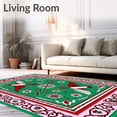 thumbnail image 2 of ODIKA 5'x7' Machine Washable Non-Slip Area Rug, Mallard Duo Interlocking Motif with Festive Snowflake Accents High Traffic Rug, Green, 644301, 2 of 7