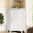 Giantex Wooden Bathroom Corner Floor Storage with Shutter Door