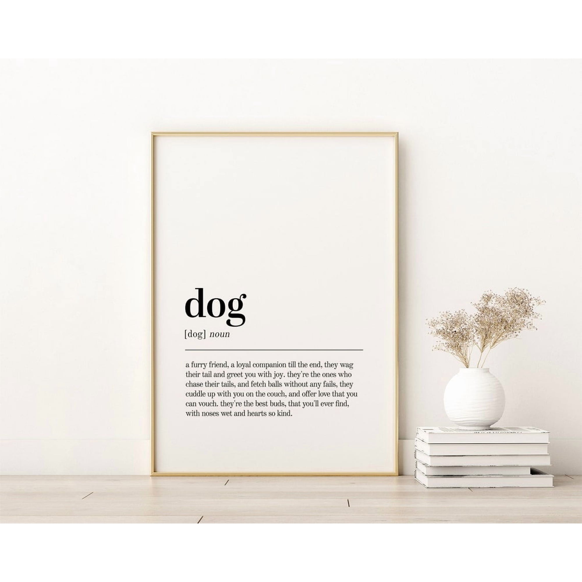 Dog Definition Wall Art Print Dictionary Idea Nature Inspired Living Room Decor