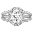 thumbnail image 5 of 2.78 ct Oval Cut Real Genuine Natural Diamond SI1-SI2 I-J 14K White Gold Halo Promise Wedding Statement Engagement Designer Ring W/ Crystal side stones size 3.5, 5 of 7