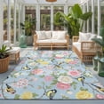 thumbnail image 2 of Large Area Rugs 6'x9', Blue Spring Floral Carpet Runner Indoor Outdoor Rugs Home Decor Aesthetic, Elegant Farmhouse Flowers Birds Watercolor Non Slip Mats Washable Accent Rug for Living Room Bedroom, 2 of 8