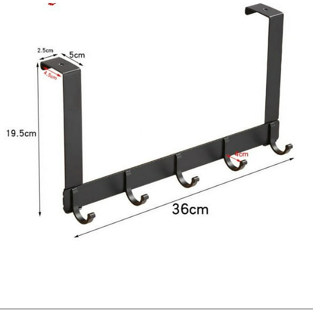 Negro Gancho para Colgar Puerta 1 Fila Completa de 5 Ganchos para Colgar en el Bano Gancho Negro 36 19 5 cm JM Walmart en linea