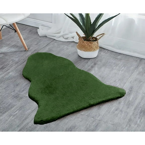 Sage Green 5x8 Feet Faux Rabbit Fur Fuzzy Soft Fluffy Plush Cozy Shaggy Area Rug