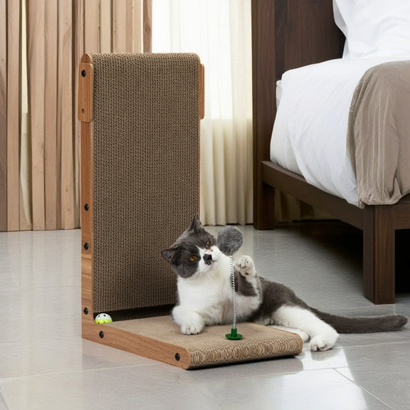 Demi Bonn 23" Cat Scratching Pads Cardboard Toy, Cat Scratcher Lounge Scratch with Catnip, Cat Bed Couch, Brown