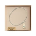 thumbnail image 3 of 7 inch Oval Eye Hook Bangle Bracelet w/ Cancer Awareness medal charm w/ May Green Swarovski Crystal, 3 of 3