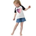 thumbnail image 6 of Girls Raglan Graphic Tees Size 3-14 Baseball Summer Cute Short Sleeve T-Shirts Loose Fit Round Neck Casual Tops Black， 3 Years, 6 of 7