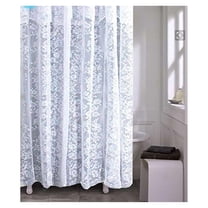 Lace Shower Curtain with Valance, 70x72 Inch - White Polyester Fabric Bathroom Curtain - Traditional Patterned Design - Machine Washable - Bathroom Decor
