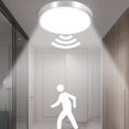 thumbnail image 2 of Luz de techo LED con sensor de movimiento Lámpara de luz automática para balcón al aire libre Entrada de garaje Pasillo Lámpara redonda Fácil de instalar Lámpara de techo 6000k Blanco frío,, 2 of 2