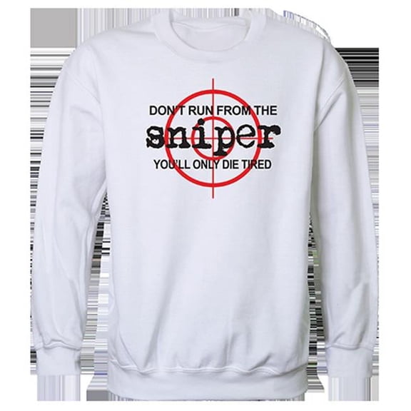 Rapid Dominance  Sniper Graphic Crewneck Sweatshirt, White - Large
