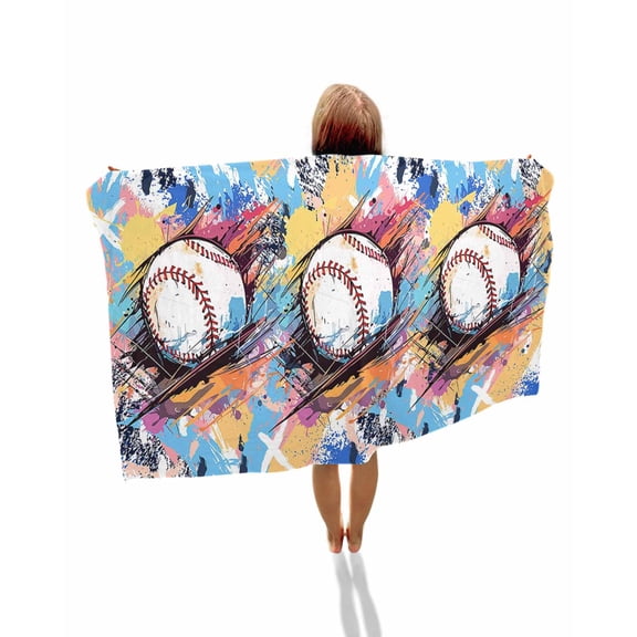 Baseball Sports, Beach Towels Oversized Super Absorbent, Minimalist Geometric Smear Art Lightweight Bath Towel Quick Dry Sets For Bathroom/Pool/Rv Camping/Beach Play/Gym Room/Picnic 30"x60"