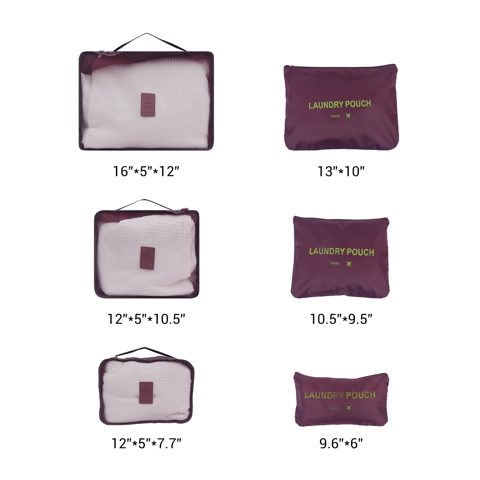 Unique Bargains 6 Set Travel Bag for Storage Closet Organizers Travel Accessories Burgundy