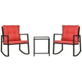 thumbnail image 1 of Outsunny Wicker Rocking Bistro Set w/ Coffee Table Rocking Chairs Red, 1 of 10