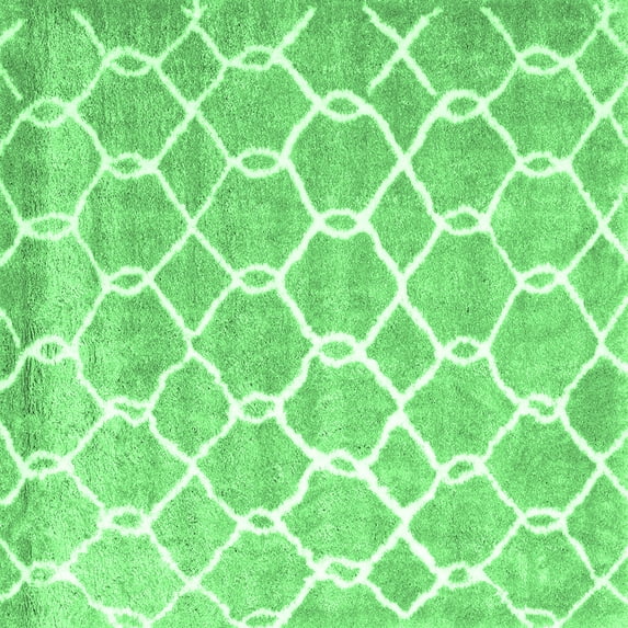 Ahgly Company Indoor Square Trellis Emerald Green Modern Area Rugs, 4' Square
