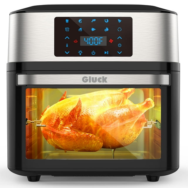 Horno freidora de aire grande de 20 cuartos, combo de freidora de aire 10 en 1 con ventana para la familia, horno tostador freidora de aire con rejillas para asador y libro de cocina, certificado ETL