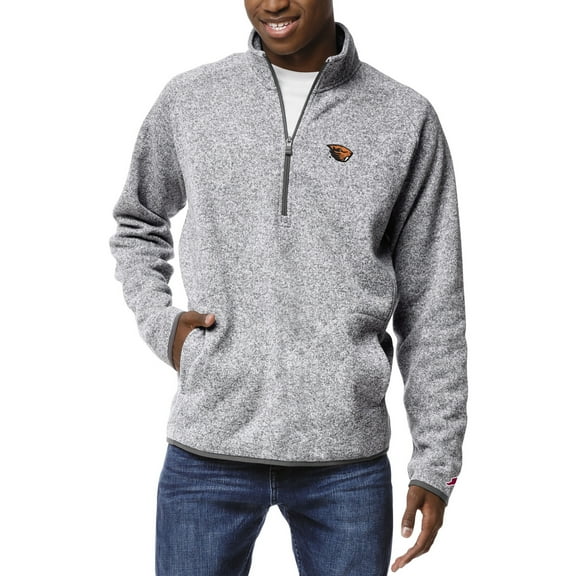 Men's League Collegiate Wear  Heather Gray Oregon State Beavers  Saranac Quarter-Zip Pullover Top