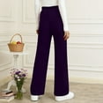 thumbnail image 5 of Zedker Soft Velvet Elastic Waist Loose Pockets Pants for Women Casual Wide-Leg Comfy Summer Breathable Long Pants with Drawstring,Purple,L, 5 of 5