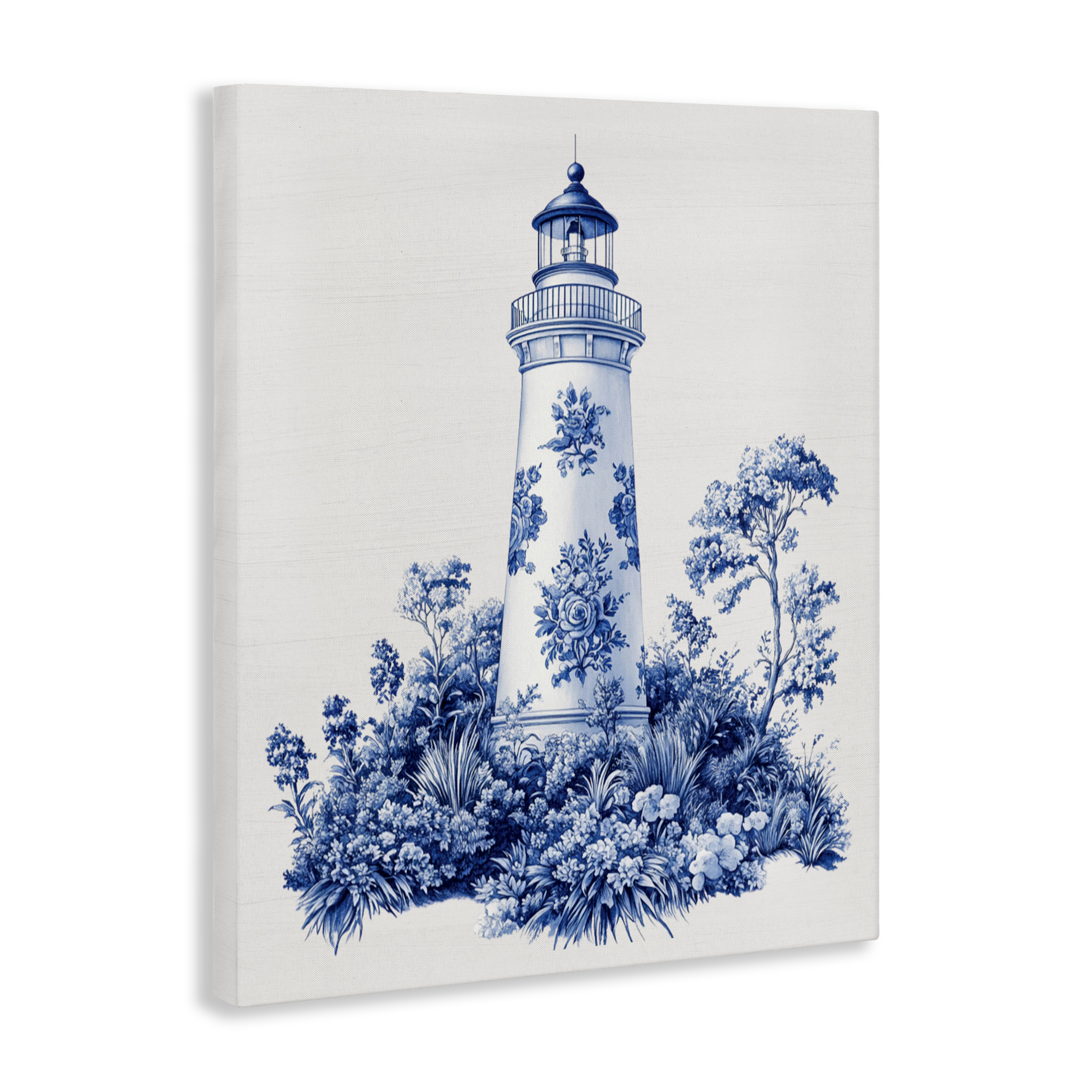 Toile Patterned Lighthouse Canvas Wall Art, design by Lettered and Lined