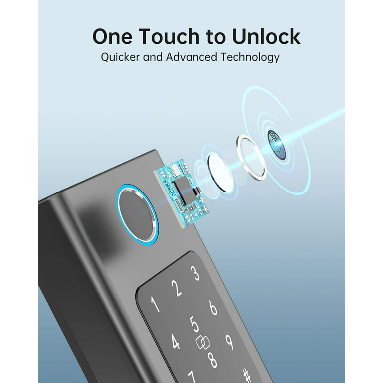 Smart Door Lock, HEANTLE Keyless Entry Door Lock Fingerprint Electronic  Deadbolt Digital Bluetooth Biometric Door Locks with Keypads Smart Locks  for