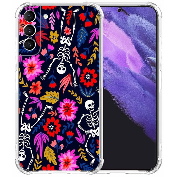 Hippie Skull Case for Samsung Galaxy S21 Plus ,Aesthetic Art Design Pattern TPU Shock Proof Cover Case