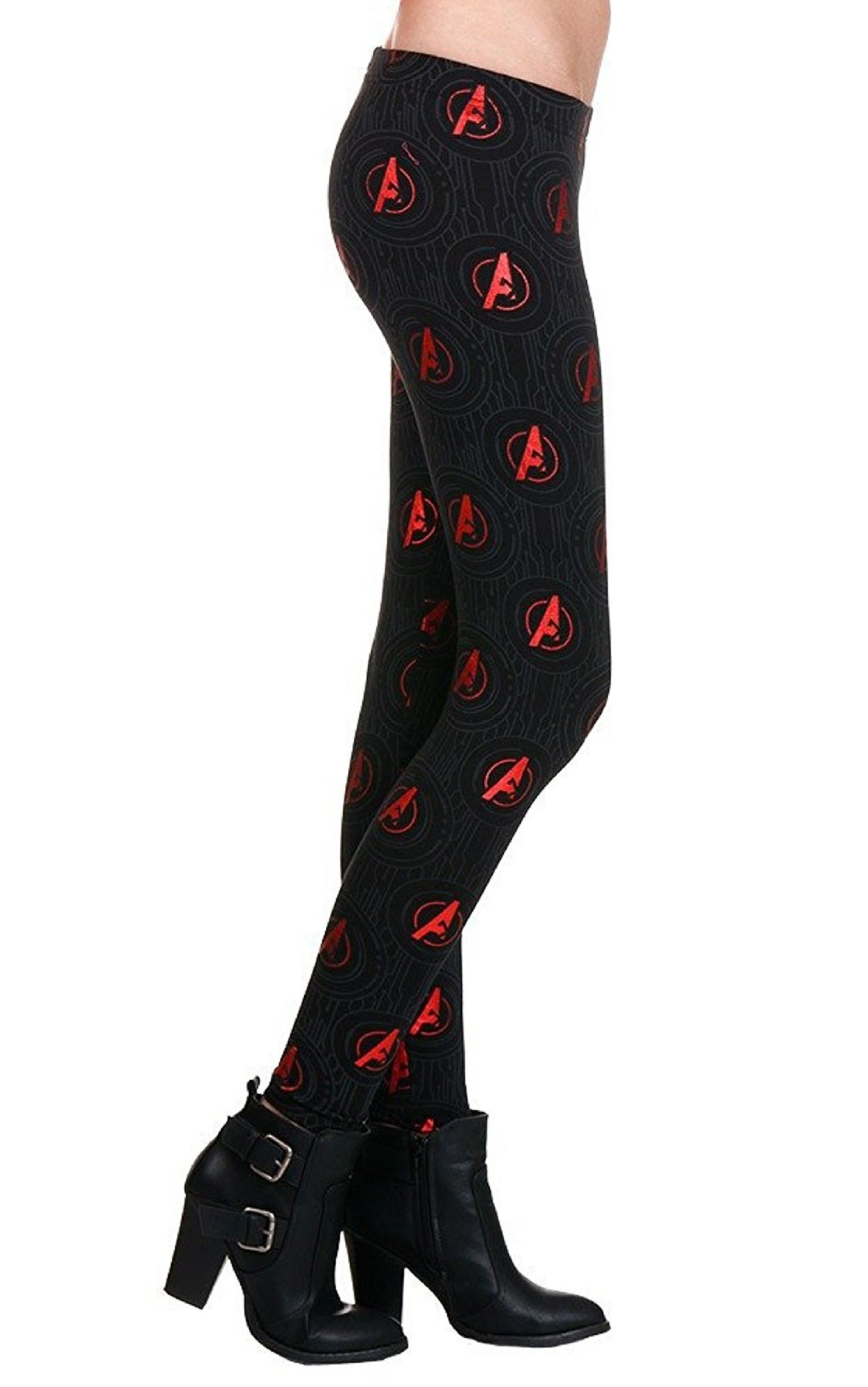 Officially Licensed Marvel Avengers Age of Ultron Symbol Ankle-Length Teen Juniors Leggings (Size Large) - image 3 of 4