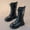 Black, variant on Kid's Girl's Fashion Side Zipper Mid Calf Combat Riding Boots Girl's Princess Shoes Half Knee High Lace Up Boots Comfortable Round Toe Flat Boots (White 11.5-12 Years)