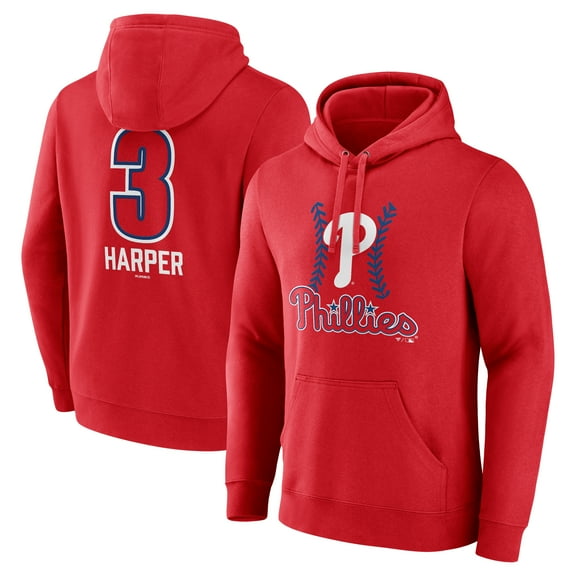 Men's Bryce Harper Red Philadelphia Phillies Fastball Player Name & Number Pullover Hoodie