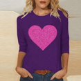 thumbnail image 2 of Lmnyox Women's 3/4 Sleeve T Shirt for Women Valentine's Day Heart Graphic Shirts Crew Neck Casual Tees Tops, 2 of 4