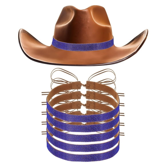 6 PCS Rhinestone Hat Band Cowboy Hat Bands Bling Hat Belt for Women Men Caps Cowboy Hat (Purple)