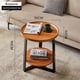 thumbnail image 2 of Yeshouse Mesa auxiliar redonda de madera de 50 cm con tablero grande y marco de metal negro, almacenamiento de 2 niveles para sala de estar, 2 of 6