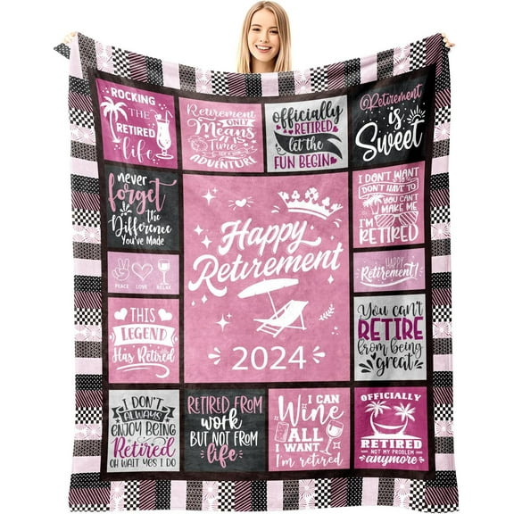 Retirement Blanket Retirement Gifts for Women 2024 Best Retirement Gifts - Happy Retirement Blanket - Gifts for Retirement for Nurse Nurse Coworker Boss Lady Friend Woman 50''''x60''''