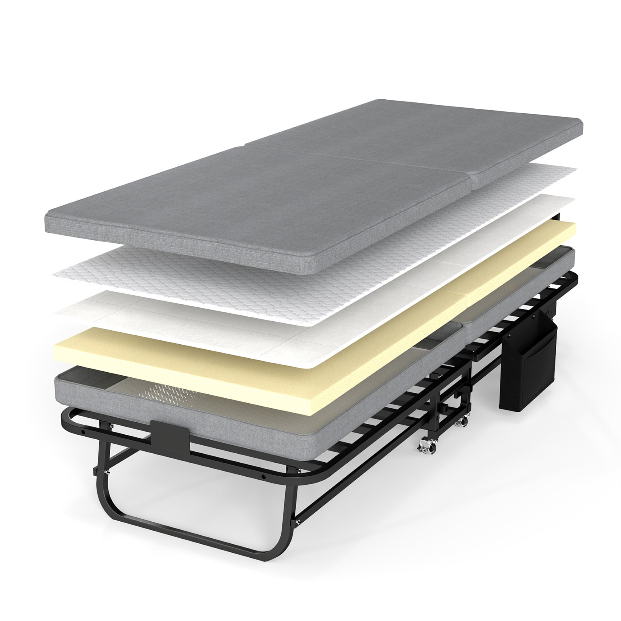 78"×31" Folding Bed with 3" Memory Foam Mattress,4 Lockable Wheels Portable & Space Saving,Twin Size Rollaway Bed,Metal Frame for 450 Pound Small Apartments & Guest Rooms