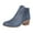 Blue, variant on YLYL Women Ankle Boots Chunky Stacked Heel Pointed Toe Side Zipper Slip on Western Fashion Booties