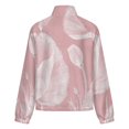 thumbnail image 6 of Jackets for Women Winter Coat Jackets Flannel Stand Collar Jacket(Pink Background White Poppies Floral,Size:S-4XL), 6 of 7