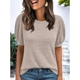 thumbnail image 4 of Women'S Tops Sweater Long Tunic Dressy Casual Blouses Business Cute Trendy Short Sleeve Shirt Khaki S, 4 of 9