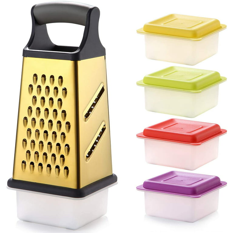 Cheese Grater with Food Storage Container and Lid,Stainless Stee Shredder for Cheese & Vegetables