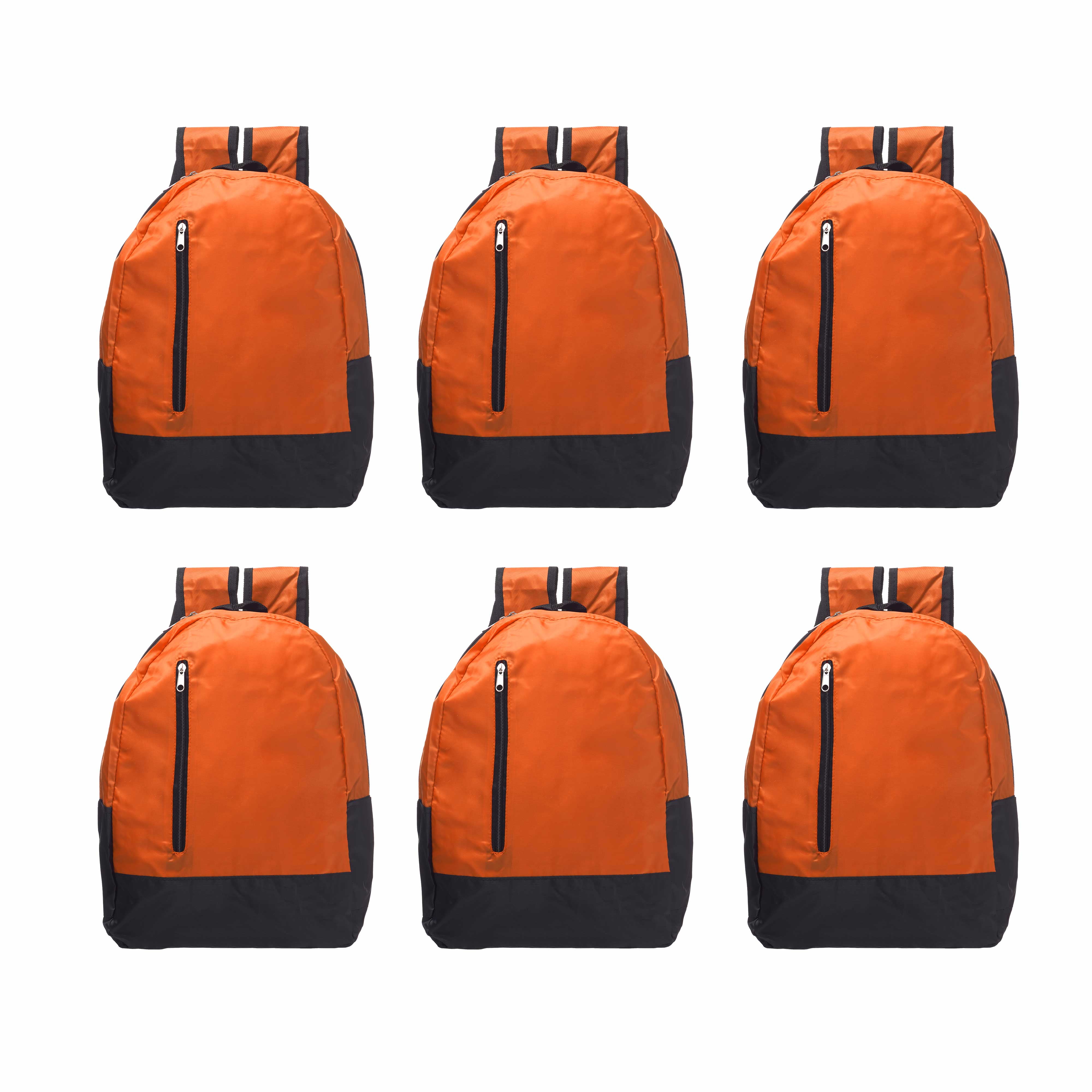 6 Quick Zip Backpacks Set - Polyester, Unique features, Front