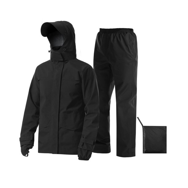 Chaqueta impermeable con pantalones Rain Suit iCreek, unisex, negra