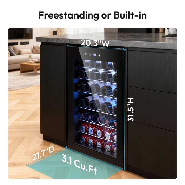 EUHOMY 44 Bottle Wine Cooler Refrigerator-Mini Fridge Glass Door