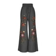 thumbnail image 5 of QUNYINEY Wide Leg Women Pants Palazzo Casual High Waisted Floral Trousers with Pockets Drawstring Elastic Waist Loose Fit Baggy Women Trouser Pants, 5 of 6
